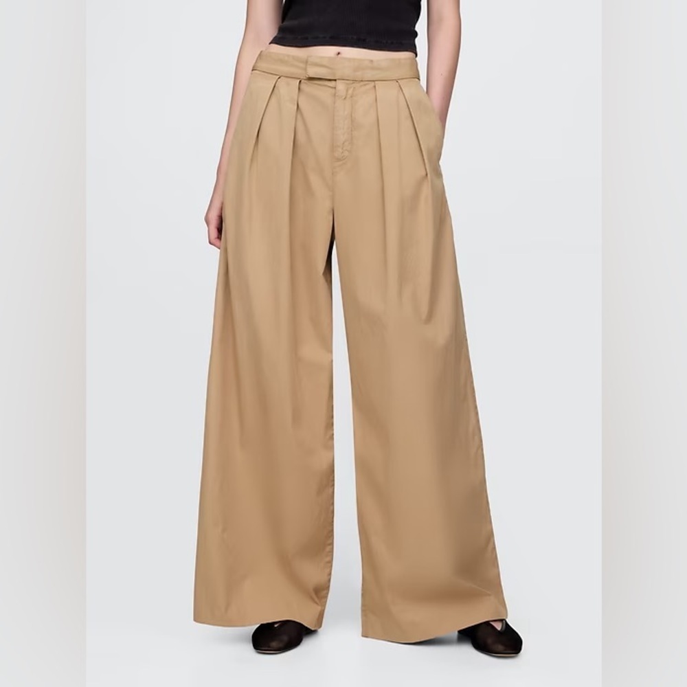 NWT! GAP Tan High Rise Twill Pleated Wide-Leg Khakis - Multiple🩷 #745876